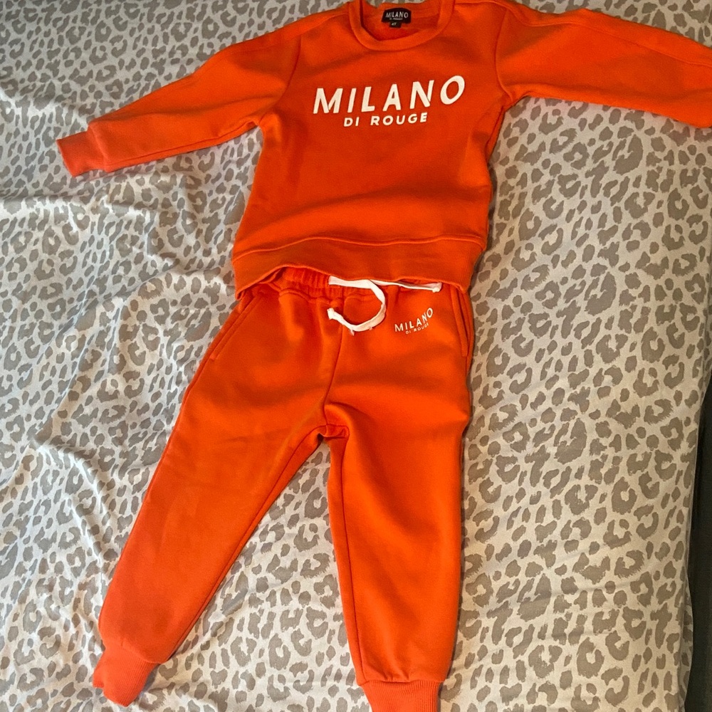Milano Di Rouge Kids Vibrant Orange Jogger Set